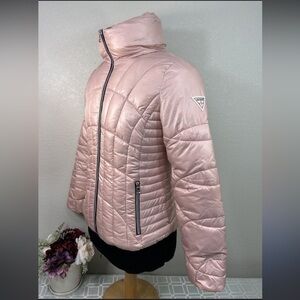 GUESS light pink puffer zipper coat jacket